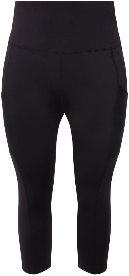 Ulla Popken - Dames - 3/4-legging kuitlang hoge taille sneldrogend - Zwart - Maat 54+