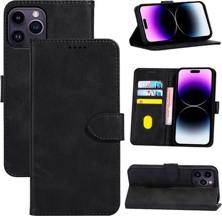 Hoesje geschikt voor iPhone 16 Plus - Bookcase - Pasjeshouder - Portemonnee - Kunstleer - Zwart