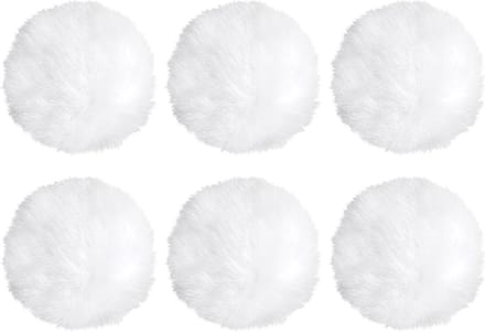 6 Pcs Witte Pompoms van 7 cm voor Creatieve DIY Projecten, Versieringen voor Bruiloften en Verjaardagen met Elastische Lussen