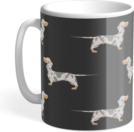 Hound & Herringbone - Getijgerde Teckel Designer Mok - Silver Dapple Dachshund Designer Mug