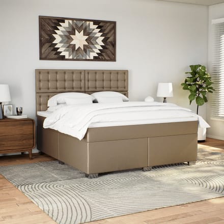 vidaXL - Boxspring - met - matras - kunstleer - cappuccinokleurig - 180x200 - cm