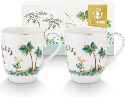 Pip Studio. Jolie set van 2 mokken groot, dots gold - 350ml
