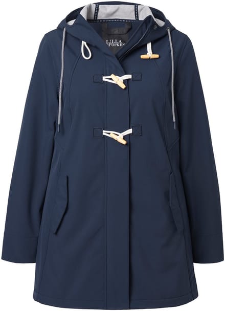 Ulla Popken - Dames - HYPRAR softshell-jas waterafstotend houtje-touwtjeknopen - Marine - Maat 46+