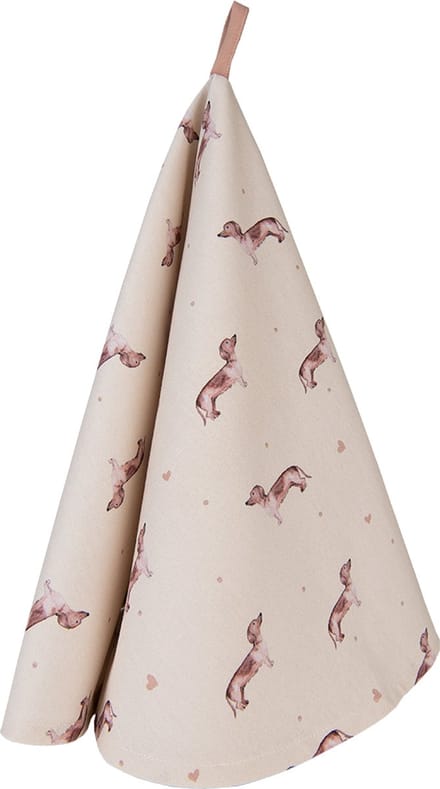 Clayre & Eef Theedoek Ø 80 cm Beige Katoen Rond Teckel Keukenhanddoek