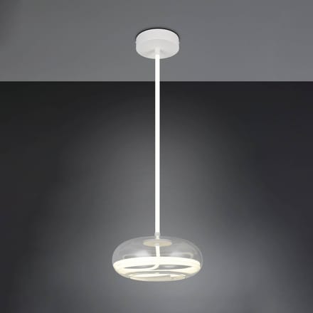 Trio Lighting LED hanglamp Tarsia, mat wit, Ø 40 cm, glas