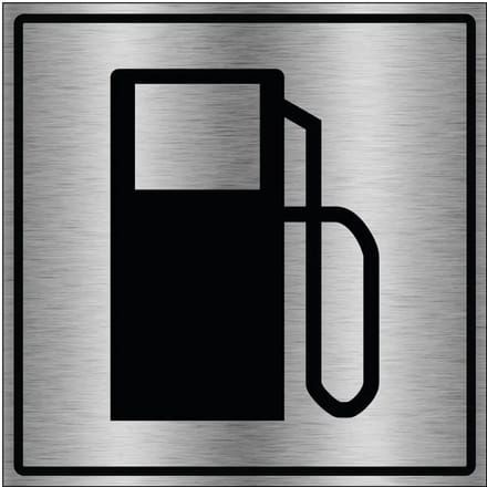 Benzinestation bord - gecoat brushed aluminium | 20 x 20 cm