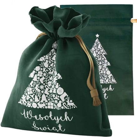 Grote Cadeautas 40x32cm - Feestelijk Groen met Gouden Lint