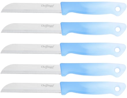 Cheffinger Schilmessenset – RVS Glad – 18 cm – Lichtblauw – 5 Stuks - Schilmesje