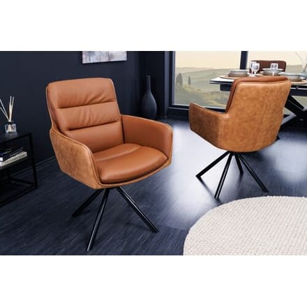 George eetkamerstoel cognac leder en microvezel