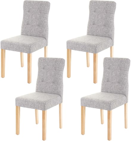 Set van 4 eetkamerstoelen MCW-E58, stoel eetkamerstoelen, MVG-gecertificeerd ~ stof/textiel grijs, lichte poten