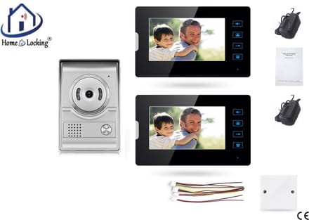 Home-Locking complete deur intercom/videofoon met 2 binnen panelen.DT-2206-1-2
