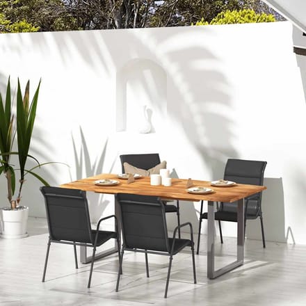 vidaXL - Tuinstoelen - 4 - st - staal - en - textileen - zwart