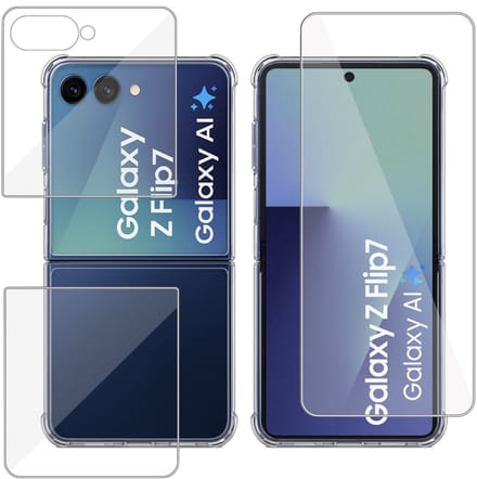 TechNow Hoesje + Screenprotector geschikt voor Samsung Galaxy Z Flip 7 Hoesje Screenprotector - Extreme Shock Case Transparant