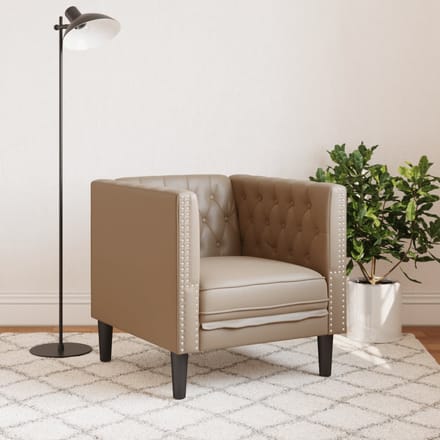 vidaXL - Fauteuil - Chesterfield-stijl - kunstleer - cappuccinokleurig
