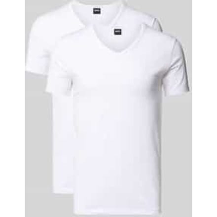 HUGO BOSS Modern stretch T-shirts slim fit (2-pack) - heren T-shirts V-hals - wit