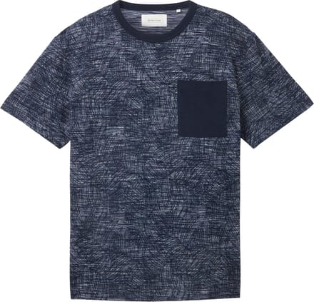 TOM TAILOR allover printed spacedye tee Heren T-shirt - Maat L