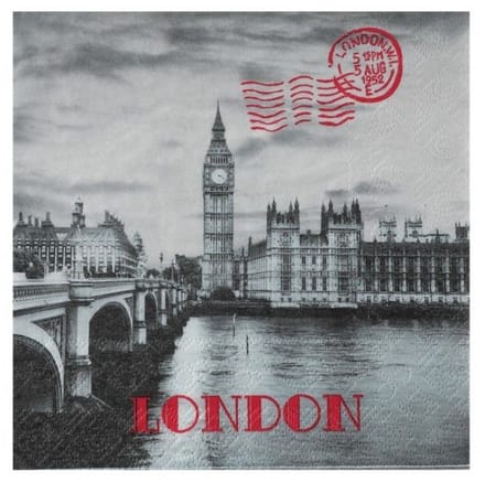 Vintage look servetten London 33 x 33cm, 20 stuks