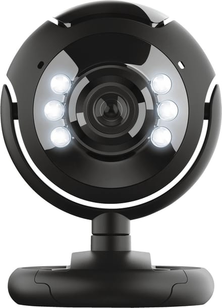 Trust Spotlight Pro – Webcam – 640 x 480 Resolutie – Ingebouwde Microfoon – 6 Dimbare LED Lampjes – USB Aansluiting – 170 cm Kabel – Zwart