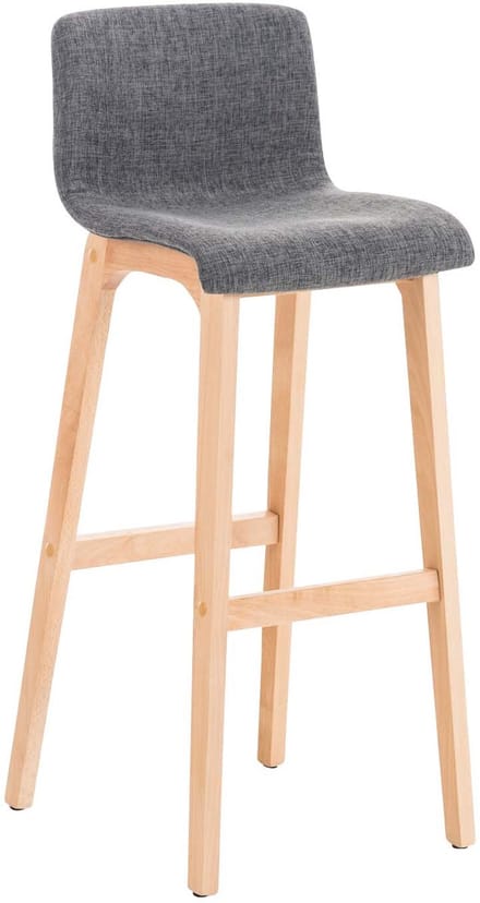 CLP Hover Barkruk - Hout frame - Stof licht grijs/natura
