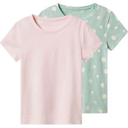 LUPILU Set van 2 kinder T-shirts (Lichtroze/mint, 122/128)
