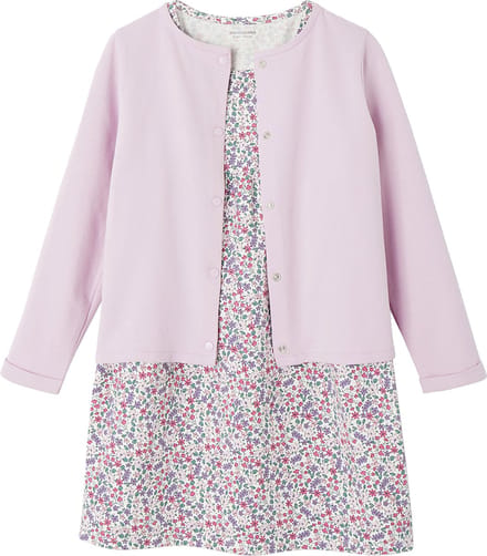 Vertbaudet Set - 2 delig - jurk - cardigan - meisjes - katoen