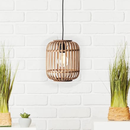 Brilliant Woodrow hanglamp, Ø 21,5 cm, licht hout, bamboe/metaal