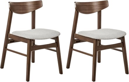 SMILEY - Eetkamerstoel set van 2 - Lichtgrijs - Donker hout/Stof