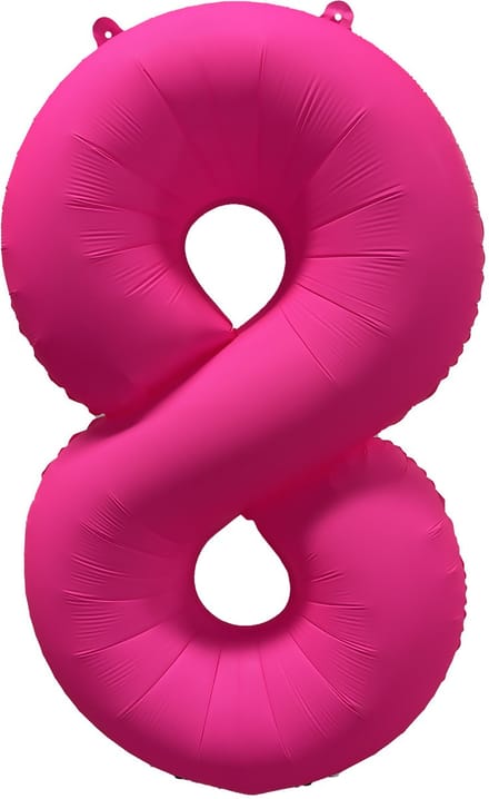 Folieballon cijfer 8 - Neon Roze - 86 cm