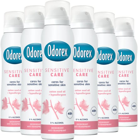 Odorex Sensitive Care Anti-Transpirant Deodorant Spray - 6x 150ml - Voordeelverpakking