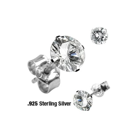 Oorbellen .925 silver rond CZ steen 0.8x6x2 - zilver - LMPiercings