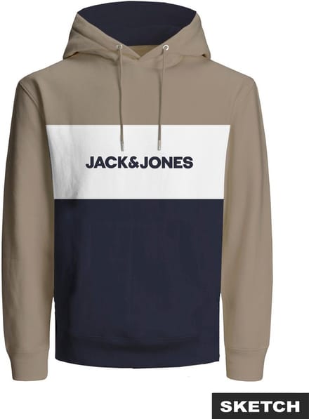 JACK&JONES - JWHLOGO BLOCKING SWEAT HOOD SMU - Heren - Sweaters