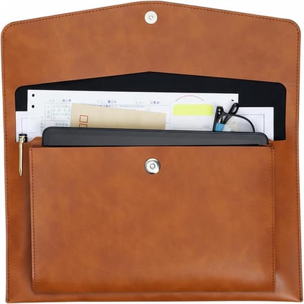A4 Documententas van PU leer met vakken voor documenten, tablet en briefpapier, ideaal voor kantoor en schooluitjes