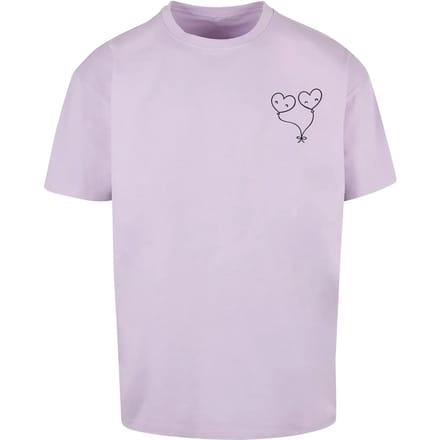 Merchcode - Hugs & Love Love Ballon Heavy Oversize Heren Tshirt - L - Lila