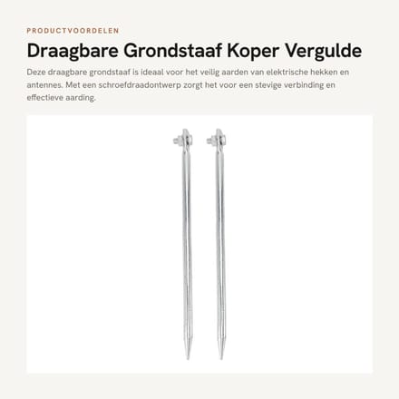 Dailygoods - Draagbare Grondstaaf Koper Vergulde Aardingspen 12x300 Mm