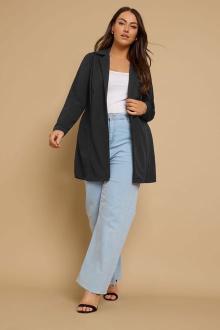 Yours Blazer Met Lange Pasvorm In Zwart Size 48