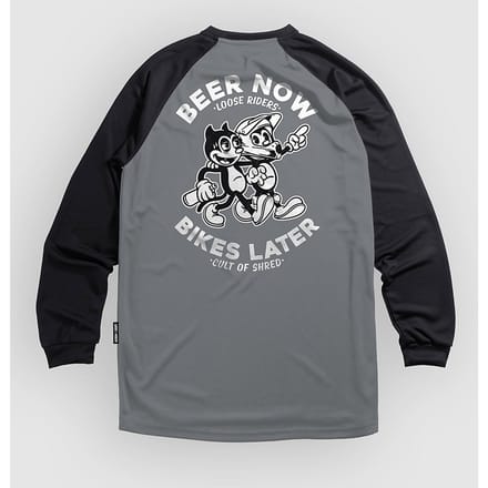 Loose Riders Beer Now Bikes Later Long Sleeve Jersey grijs