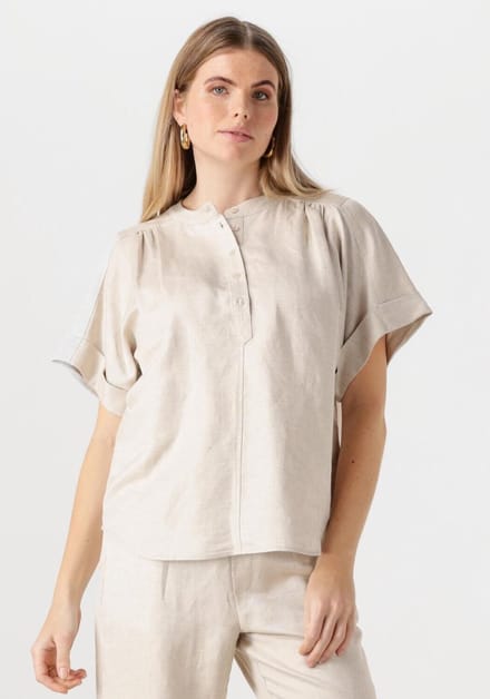 Minus Sabbi Linen Blouse Dames - Jurken - Beige - Maat 38