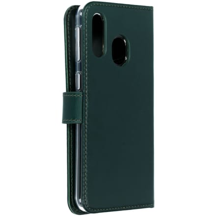Selencia Hoesje - Geschikt voor Samsung Galaxy A40 - Echt Lederen Bookcase - Groen