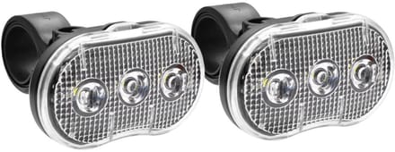 Benson Fietslamp - 2x - LED - wit - waterbestendig - 3 functies - incl. batterijen