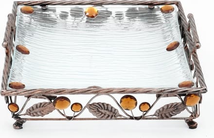 Glas Decoratie Schaal - Brons - 30x30 cm