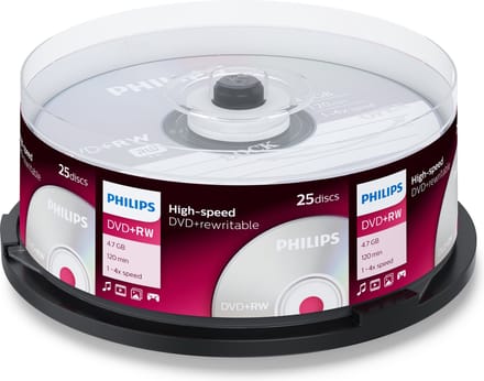Philips DVD+RW - 4,7GB - Speed 4x - Spindle - 25 stuks - DW4S4B25F