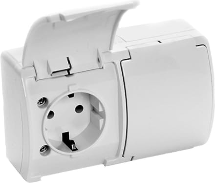 White-Label Buitenstopcontact - Buitenstopcontacten Waterdicht - Tuincontactdoos - Dubbel - Wit