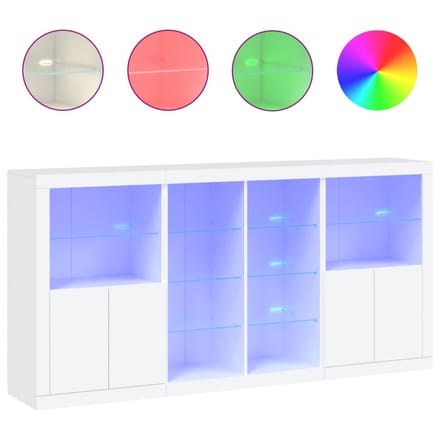 vidaXL - Dressoir - met - LED-verlichting - 202x37x100 - cm - wit