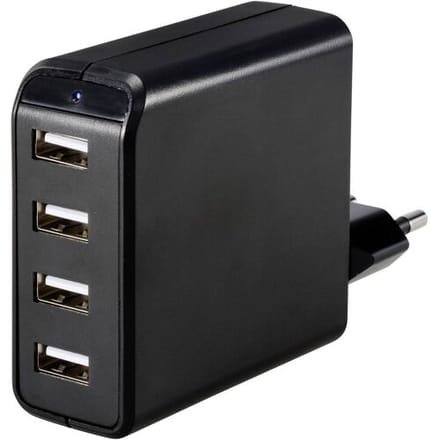 VOLTCRAFT UC-4AXX001 USB-oplader 24 W 4x USB-A Zwart Binnen