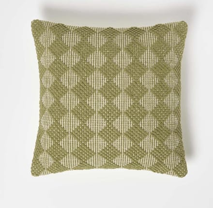 Homescapes sierkussen Lima met ruitpatroon - kussen groen 45 x 45 cm