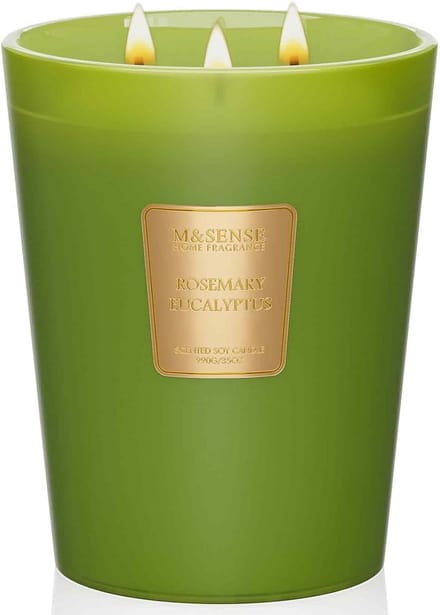 Extra Grote Soja Geurkaars Rozemarijn Eucalyptus 990g 150u Brandtijd 3-Lonts