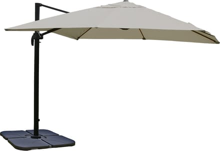 Zweefparasol MCW-A96, parasol, 3x4m (Ø5m) polyester/aluminium 26kg ~ creme-grijs met voet
