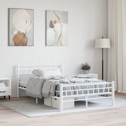 vidaXL - Bedframe - metaal - wit - 140x200 - cm