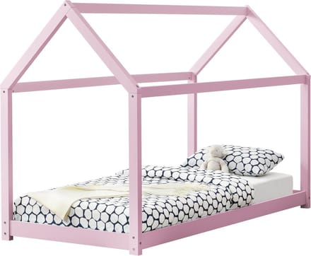 Kinderbed Netstal houten bed huisbed 90x200 cm roze