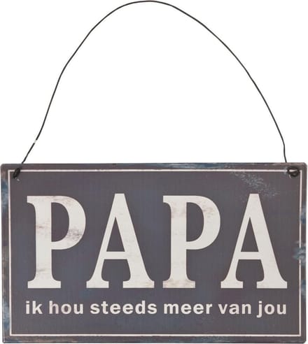 Clayre & Eef Tekstbord 17x10 cm Zwart Metaal Rechthoek Papa Wandbord
